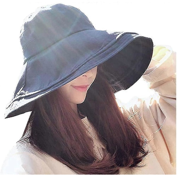 Dam Strandhatt Vikbar Bredbrättad Sommarhatt Floppy Hatt Strandhinkhatt Trädgård