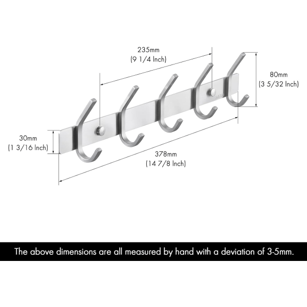 Brushed Finish SUS 304 Stainless Steel Coat Rack, Bathroom Door