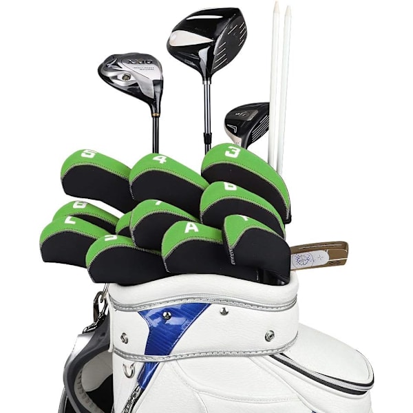 Tandsæt med 11 Neoprene Golfkøllebeskyttere med Nummer