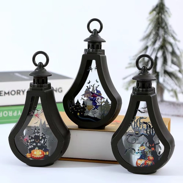 /#/Halloween Vintage vindlys - heks, Halloween LED stearinlys d/#/