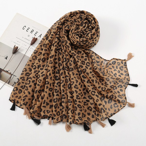 #Leopardmönstrat halsduk, 180-90cm#