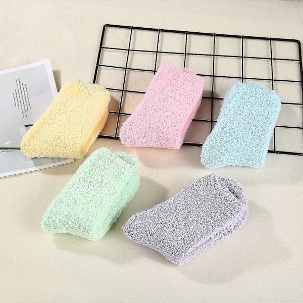 5 Par Dam Varma Supermjuka Plyschtofflor Strumpor Vinter Fluffiga Mikrofiber Besättningsstrumpor Vardagliga Hem Sovande Fuzzy Mysiga Strumpor