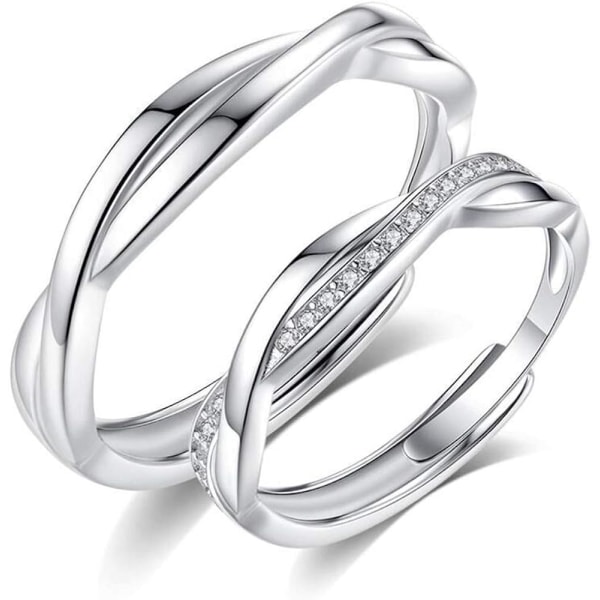 /#/925 Sterling Hopea Pari Sormus, Säädettävä Sormussetti, Hypoal/#/