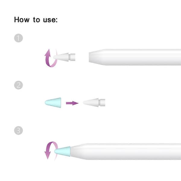 8 stk. silikone udskiftningsbeskyttelseshætte spidsdæksel til Apple iPad Pencil 1. 2. Stylus Touchscreen Pen