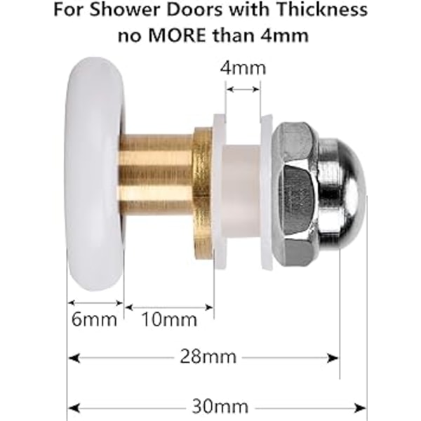 10 st x duschdörrsrullar, rulldiameter 25 mm för badrummet