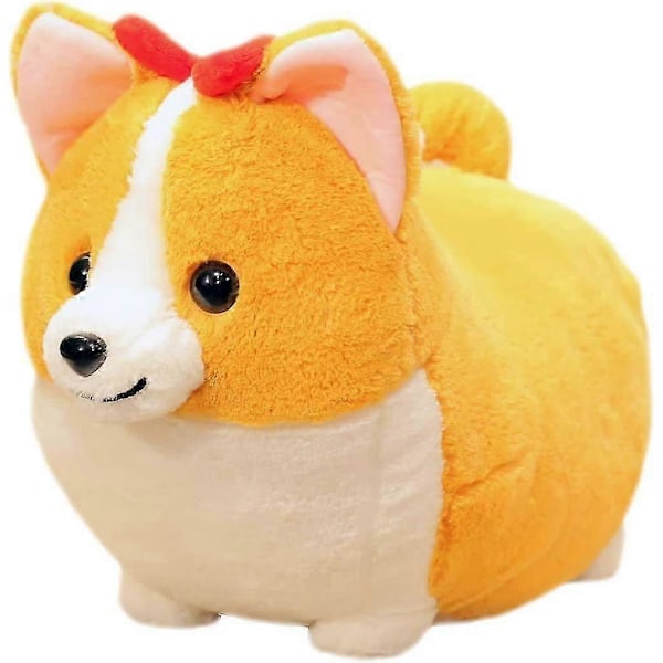 Sød kæledyr kortbenet corgi dukke sød hund fersken hjerte lille numse Wang Xingren pude plys legetøj 38x28 cm (runde øjne smil)
