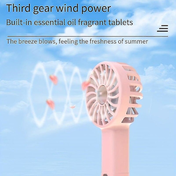 Handhållen Minifläkt Cool Aromaterapi Liten Fläkt Inbyggd Aromaterapi USB-laddning Tyst Liten Fläkt Stor Vindkraft Liten Flä