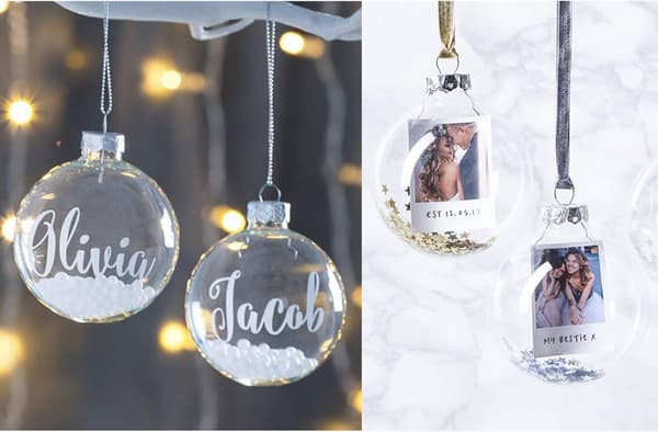 #12 Pakk Klare Plast Julekuler Fyllbare Kuler for Bryllup Fest#
