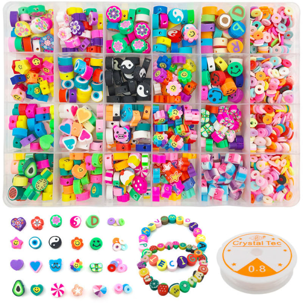 #Söta pärlor Fruit Flower Polymer Face Beads Clay Bead Kit#