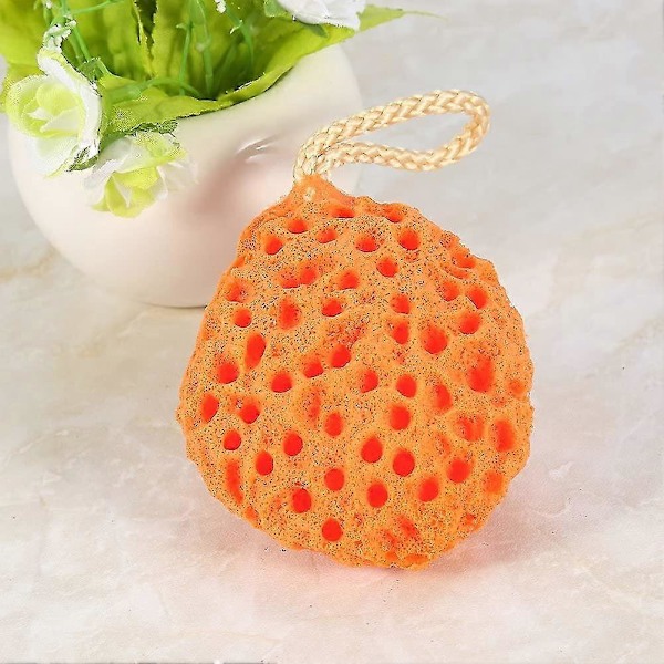 Duschsvamp för kropp och havsdusch, mjuk svamp för kropp, spa, tvätt och rengöring badboll (orange)