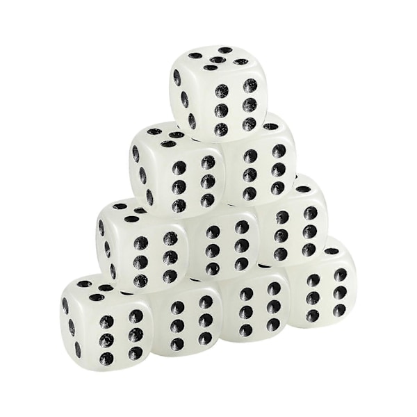 10 kpl Akryylinoppia 6-sivuisia noppia Pöytäpelinoppia Valoisia D6-noppia Pelinoppatarvikkeita (16 mm)