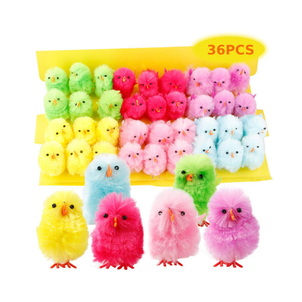 36st Gul Mini Fluffy Chicks påskdekorationer