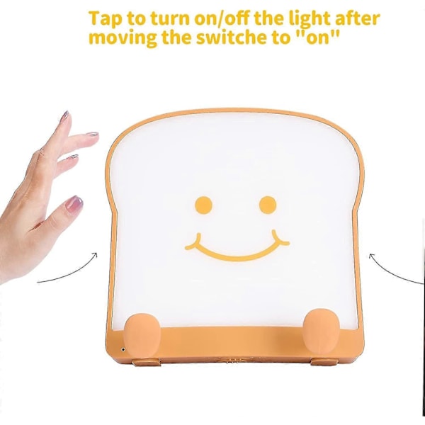 Nattlampe for barn - Brødlampe Søt Lampe Bærbar Nattlampe med Tre USB Oppladbar for Barn (Leker)
