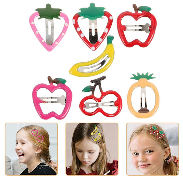14 st Bedårande Hårklämmor Fruktformade Hårnålar Hårspännen för Barn Flickor (Rött Äpple + Rosa Äpple + Banan + Gul Ananas + Röda Körsbär