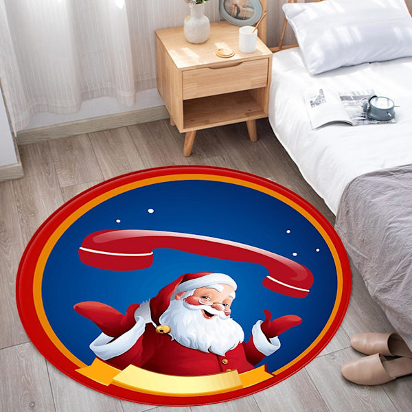 Jul Dörrmatta Mjuk Klar Tryckt Halkfri Rund Sovrum Vardagsrum Jultomte Mönster Golvmatta För Daglig Användning Kaesi80 cmD