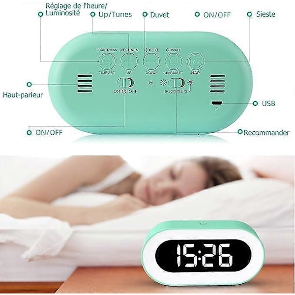 LED Digital Väckarklocka med Dimningsläge och Snooze-funktion USB