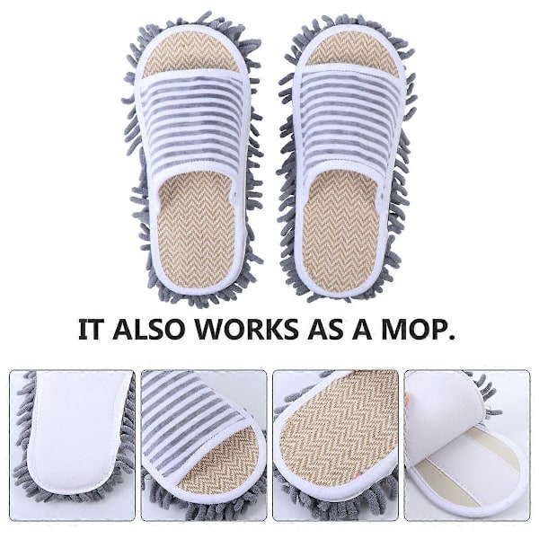 1 Par Tofflor Mikrofiber Golvrengöring Mopptofflor Hushållstofflor