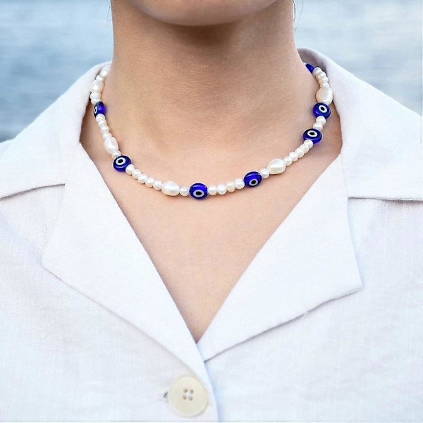 Fargerikt Perlekjede Choker Halskjede for Kvinner Ferskvannsperle Choker