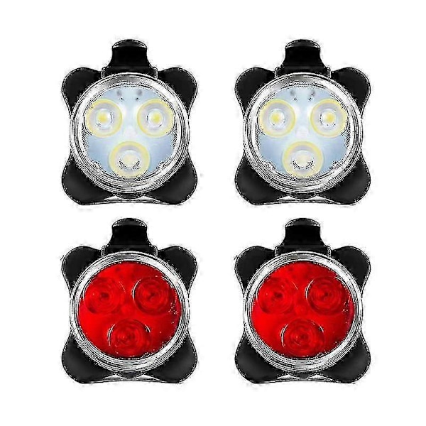 4-pack USB-uppladdbart cykelbelysningssats Fram och Bak LED Cykellampa