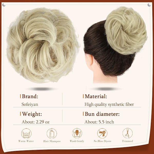 Hårklype i krøllete bølgete hår Scrunchie Falske Chignons Klype C