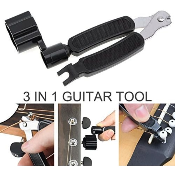 3-i-1 multifunktions guitarværktøj, strengopruller, strengskærer