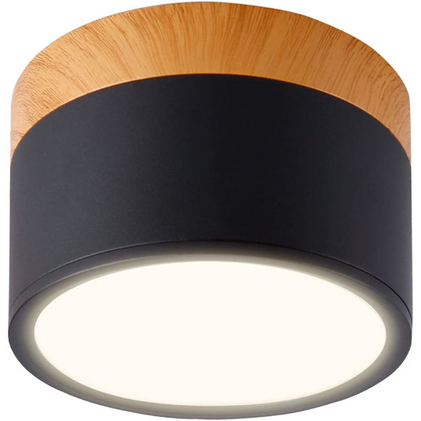 Rund Loftlampe LED Sort Varmt Hvid Aluminium Loft