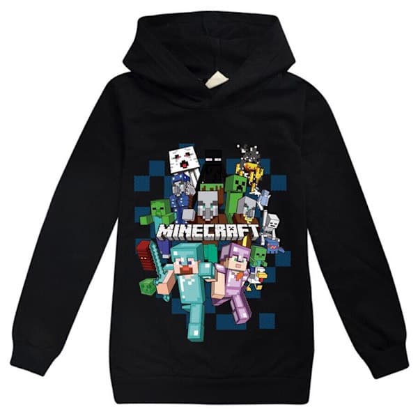 Cool Minecraft Jumper Hættetrøje Langærmet Pullover Toppe sort til børn sort 130 cm sort black 130 cm