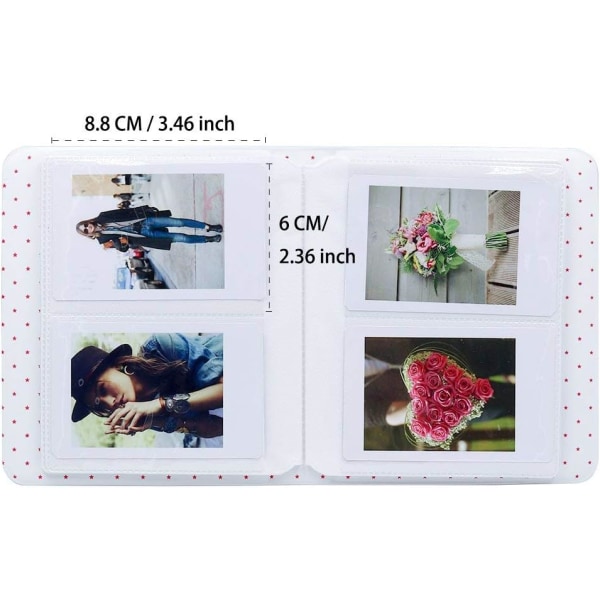 Minifotoalbum med 64 fickor, lämplig för Fuji Instax Mini 7s 8 8+ 9 25 26 50s 70 90 instant kamera och visitkort (virescence 16 sidor).