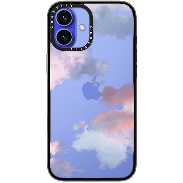 Kompakt iPhone 16 Pro Max Deksel [Lettvekt / 1,2 m 2X Militær Grad Fallbeskyttelse/Slank] - Kirsebær - Klar Svart Clouds iPhone 16 Plus