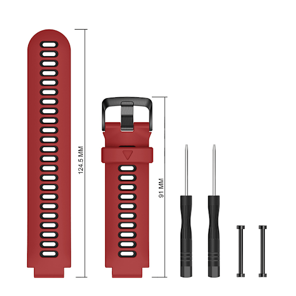 Passer til Garmin Forerunner 735xt tofarvet silikonerem Garmin 235/735 urrem Red and black