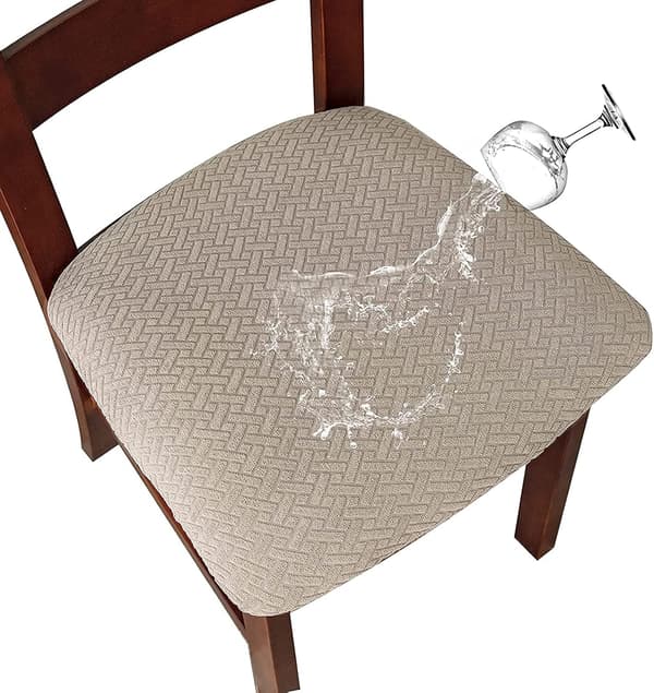 Stoltrekk 2/4 stk avtagbart vanntett stoltrekk vaskbart Jacquard elastisk stoltrekk (Tan, 4 stk)