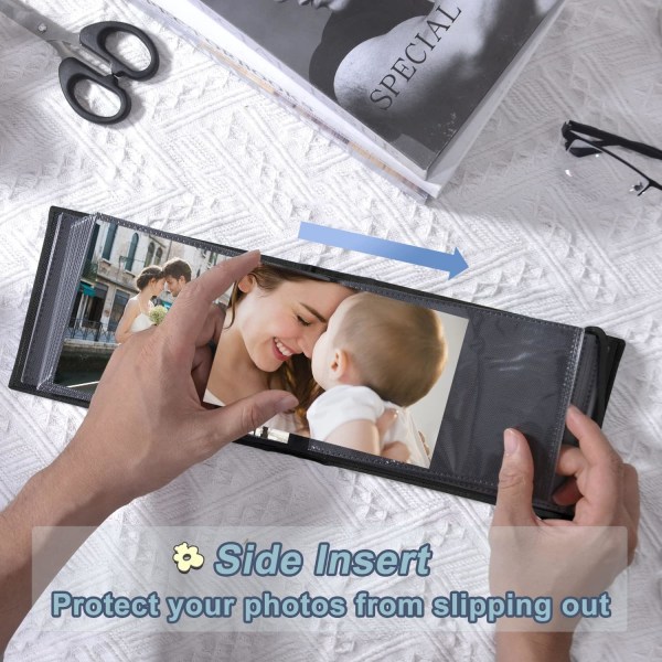 4x6 fotoalbum, 4x6 100 fickor Cover Fotobok Liten kapacitet Bildbok Lätt att klassificera och bärbar för bröllopsfamiljen Baby (svart)