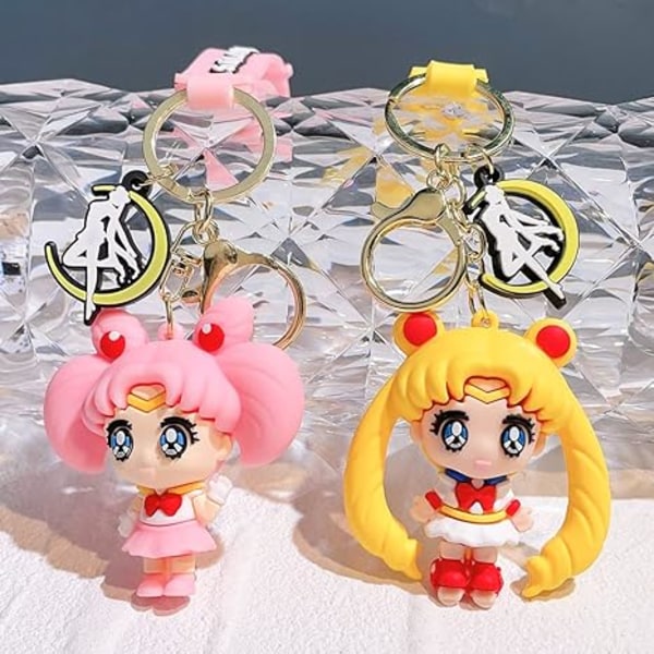 Anime Nyckelring - Mini Figur Gummi Seriefigur Nyckelring Ryggsäck Kay Smycken Tillbehör Presenter för Kvinnor-Sailor Moon