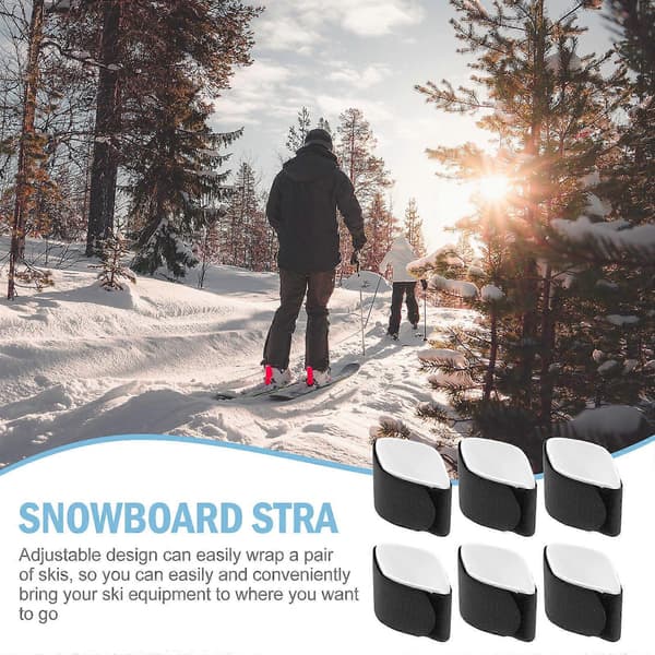 Snowboardbælte Nylon Fastgørelsesremme til Skibræt 6 Stk Udendørs Sort