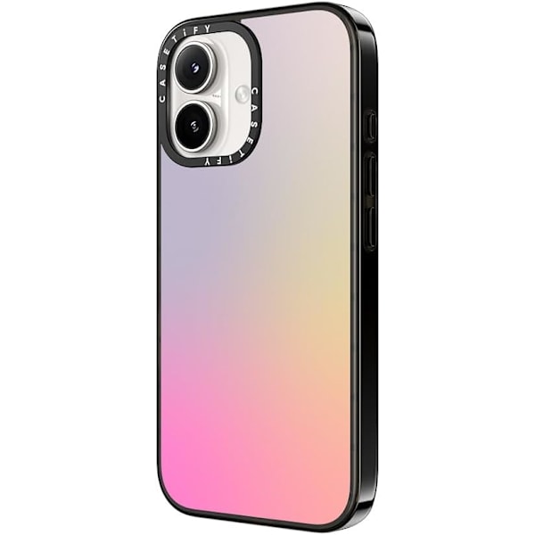 Kompakt iPhone 16 Pro Max Deksel [Lettvekt / 1,2 m 2X Militær Grad Fallbeskyttelse/Slank] - Kirsebær - Klar Svart Pastel Gradient iPhone 16 Plus