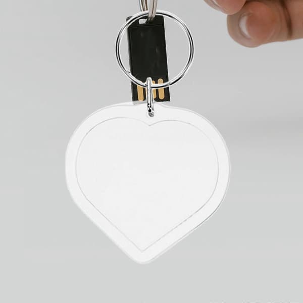 Transparenta akrylhjärtformade fotonyckelringar för DIY-insättning, 10-pack