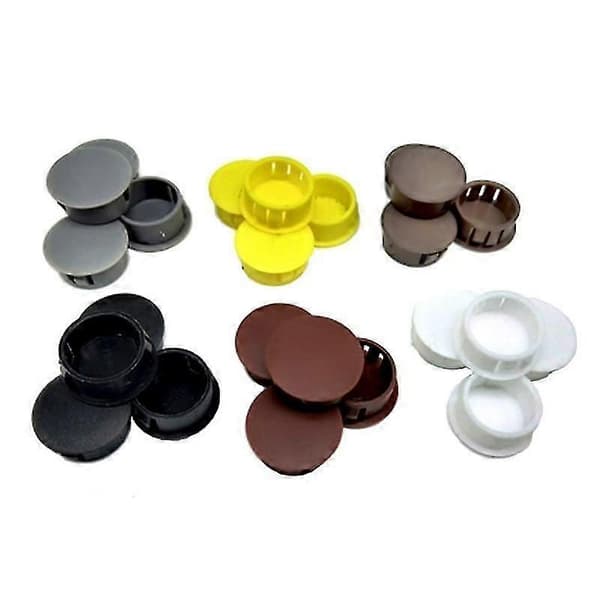 10 stk. runde plastdeksler for møbler, trykknapphullplugg Yellow 30mm