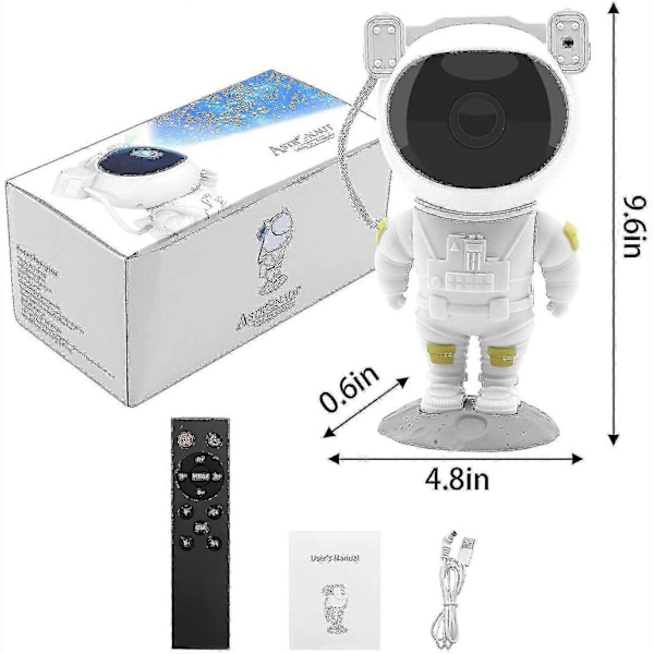 Astronaut Galaxy-projektor Stjernehimmel nattlys Roterende lampe Romdekor USB-lading med fjernkontroll