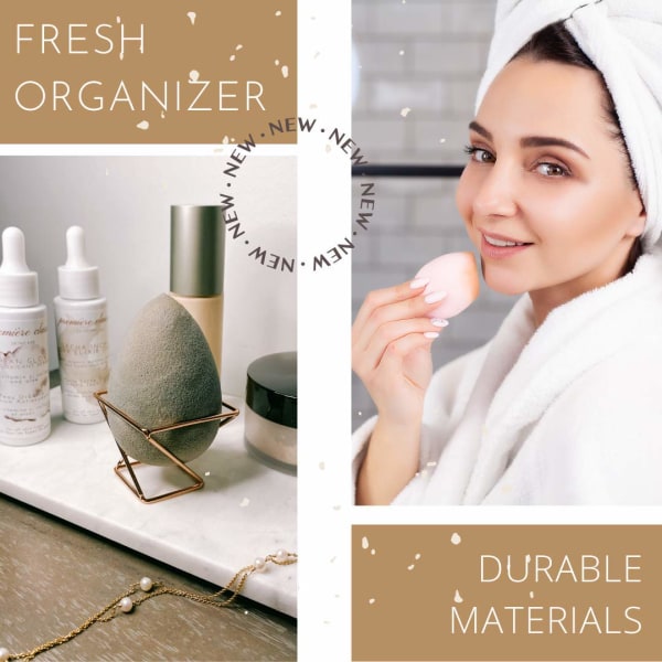 Skönhetssvamphållare - Rose Gold Foundation Blender Makeup Brush Organizer Case Display Make Up Puff