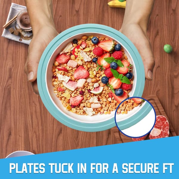 Reusable Plastic Plate Holders, 10 Inch, Heavy Duty with Snap Grooves, Dishwasher Safe (5 Pcs)