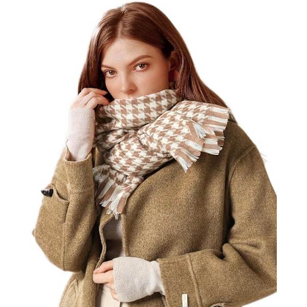 Tartan Plaid Sjal til Kvinder Vinter, Lange Sjal til Kvinder med Frynser, Super Blødt Sjal til Kvinder Vinter