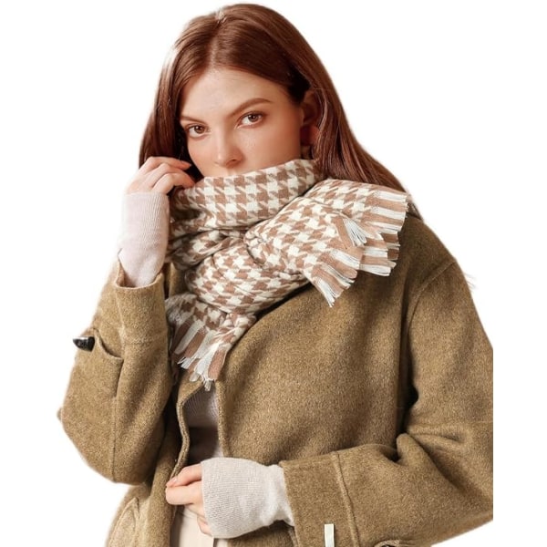 Tartan rutiga halsdukar för kvinnor vinter, långa halsdukar för kvinnor med fransar, Supermjuk scarf för kvinnor vinter