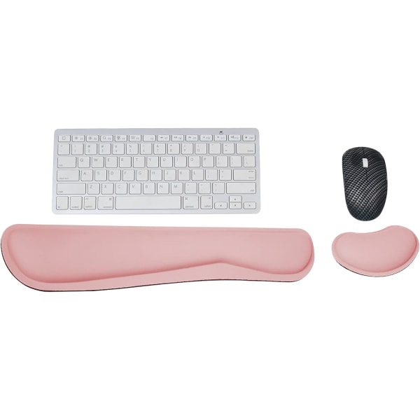 Ergonomiskt rosa handledsstöd för tangentbord och mus - handledsstöd i minnesskum - halkfritt handledsstöd för tangentbord och mus (rosa)
