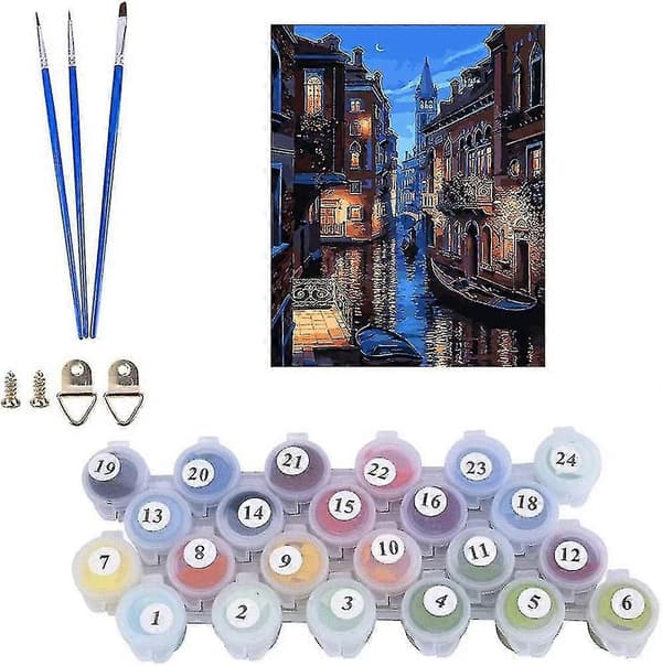 Mal efter nummer til voksne sæt DIY-maleri til børn og voksne begyndere 16 x 20 Venedig