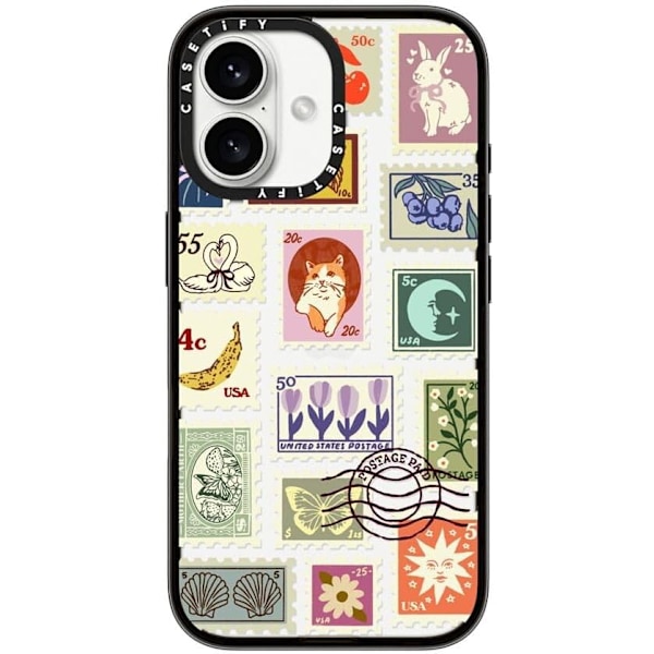 Kompakt iPhone 16 Pro Max Deksel [Lettvekt / 1,2 m 2X Militær Grad Fallbeskyttelse/Slank] - Kirsebær - Klar Svart Stamp Collection iPhone 16