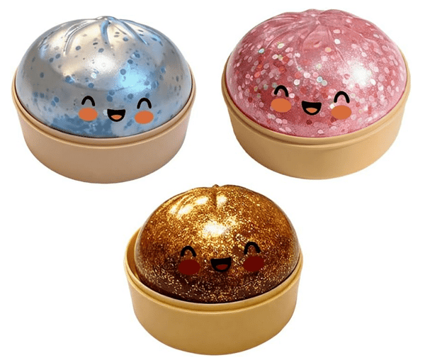 3-pack Dumpling Squishy Stress Ball, Glitter Ball Squishy, Sensory Squeeze Toy for Stress Relief