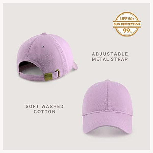 Unisex Bomulds Baseball Cap til Mænd og Kvinder Justerbar Letvægts Polo Style Buet Skygge（Lilla）