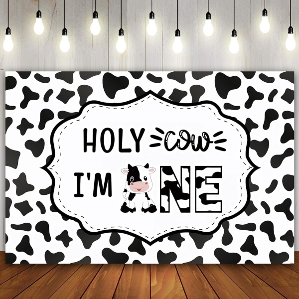 7x6Ft Holy Cow I'm One Födelsedagsdekorationer för flicka eller pojke Första födelsedagsfesttillbehör Bakgrund Baby Shower Party Banner Polyestertyg