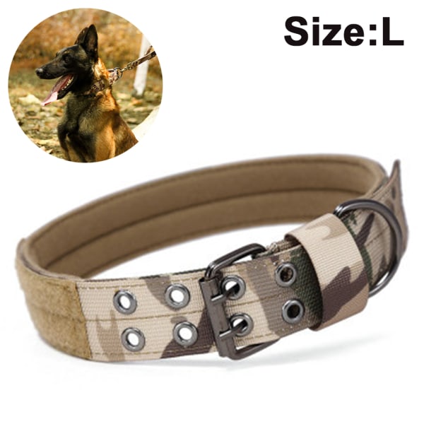 Reflective Dog Collar Tactical Dog Collar Nylon Anti-wear Five-speed Adjustable for Medium Large Dogs-Camouflage L