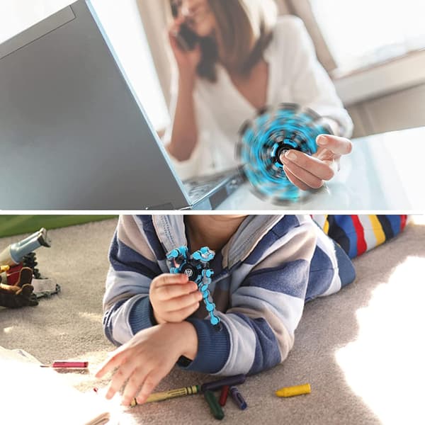 Transformable Sensory Fidget Spinner Toy, Fun DIY Spinning Top Hand Finger Spinner Creative blue